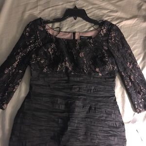 Lace & rouched evening dress